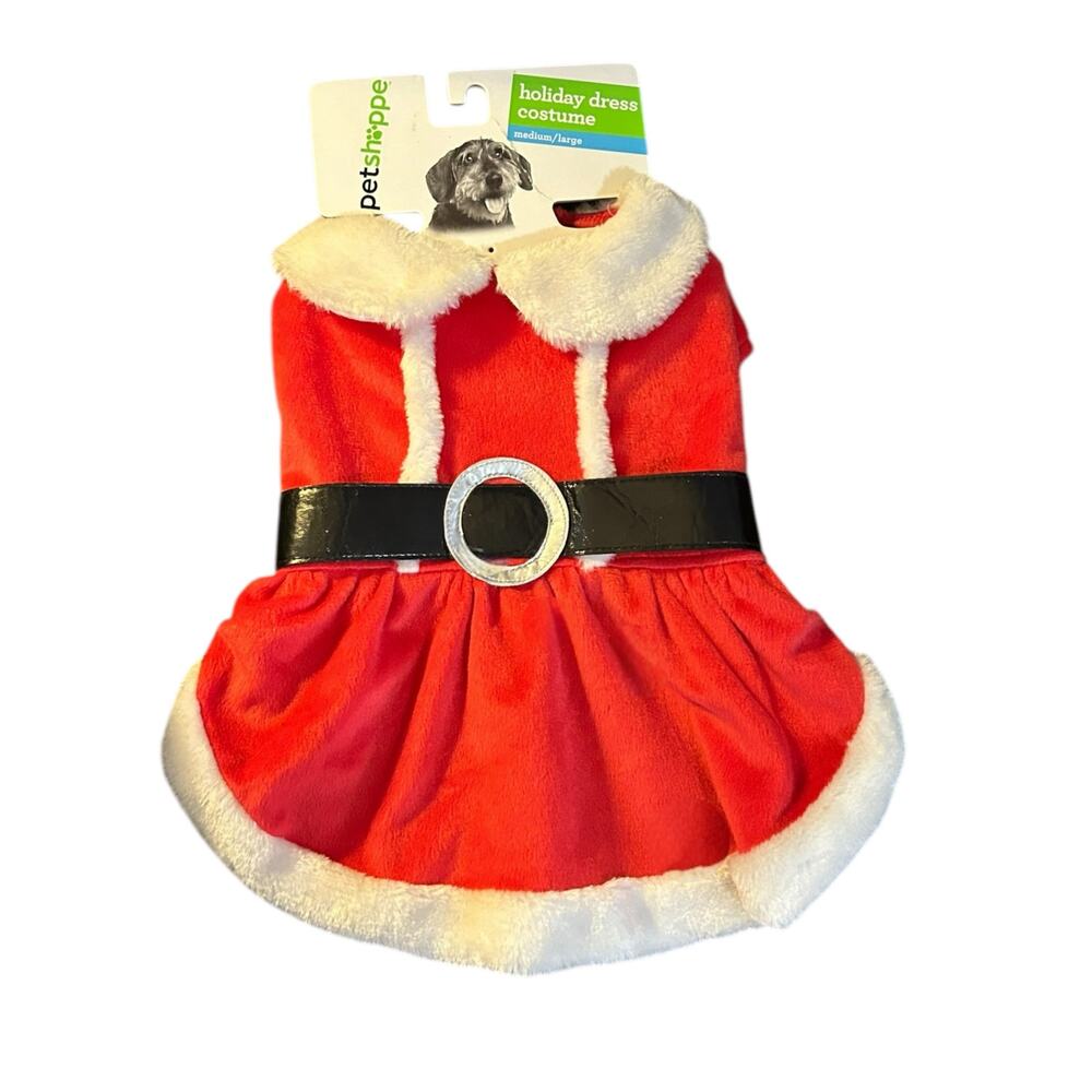 Petshoppe SANTA Red Holiday Size M/L Dog Pet Costume Christmas 14-17" NEW